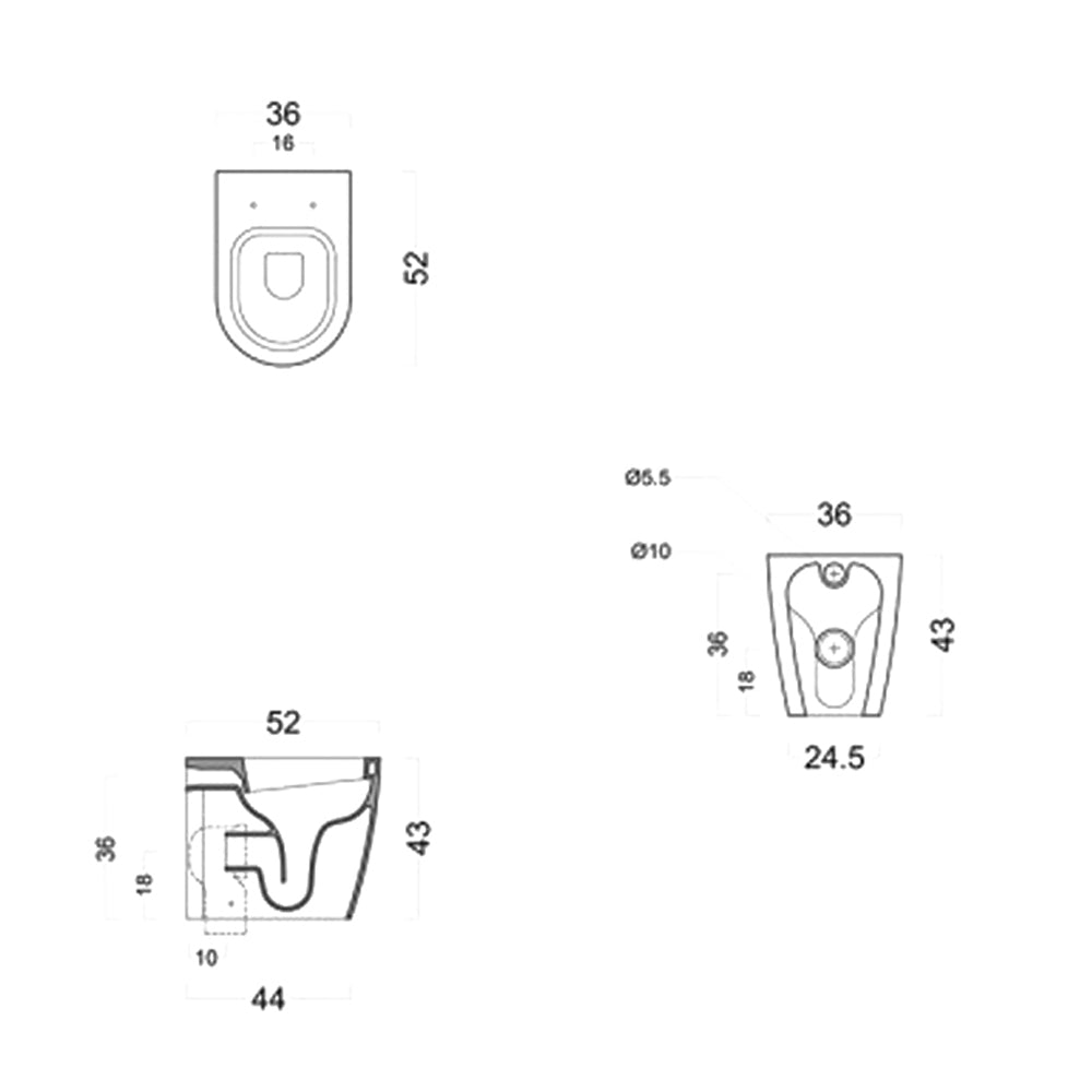 WC senza Brida Filo muro Falerii  Foglia Medium con sedile softclose
