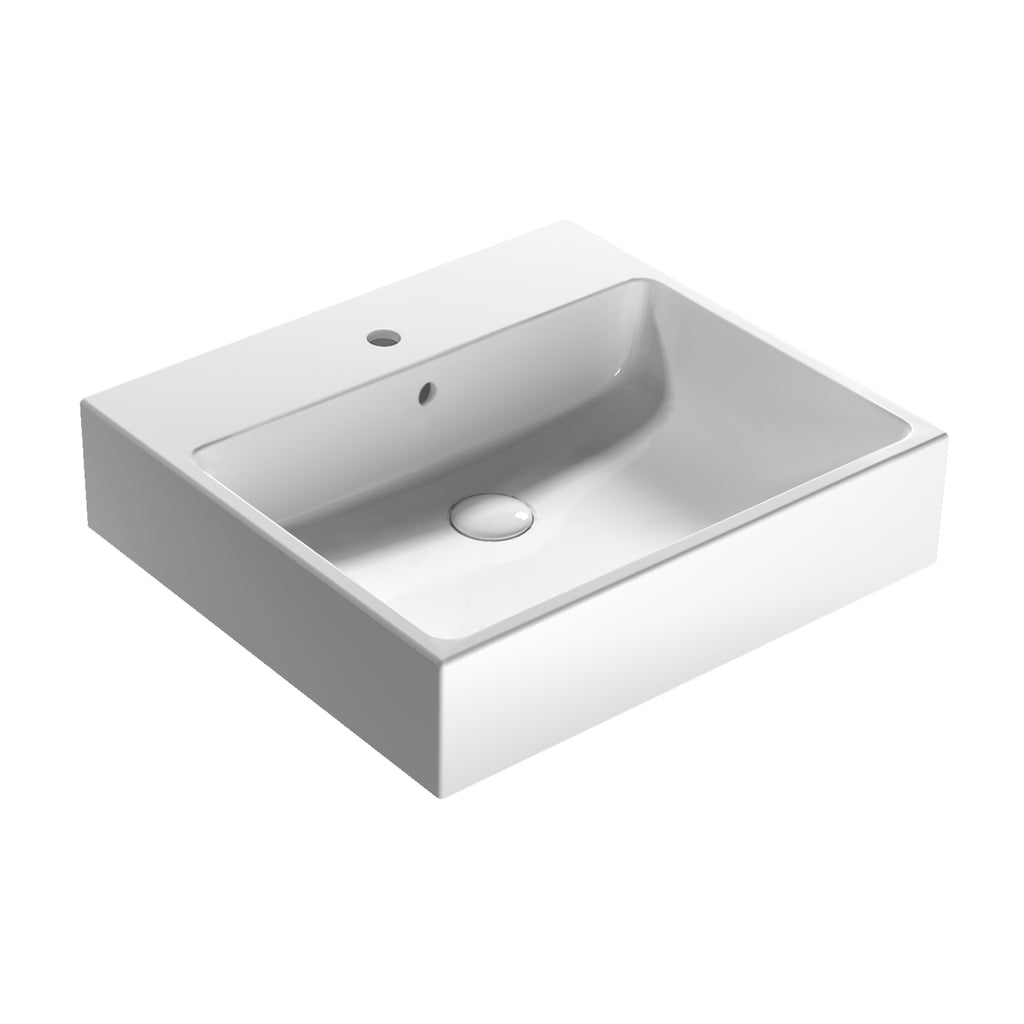 Lavabo da appoggio/sospeso Stone 55x50x13 cm Ceramica Globo â€“ Bianco lucido