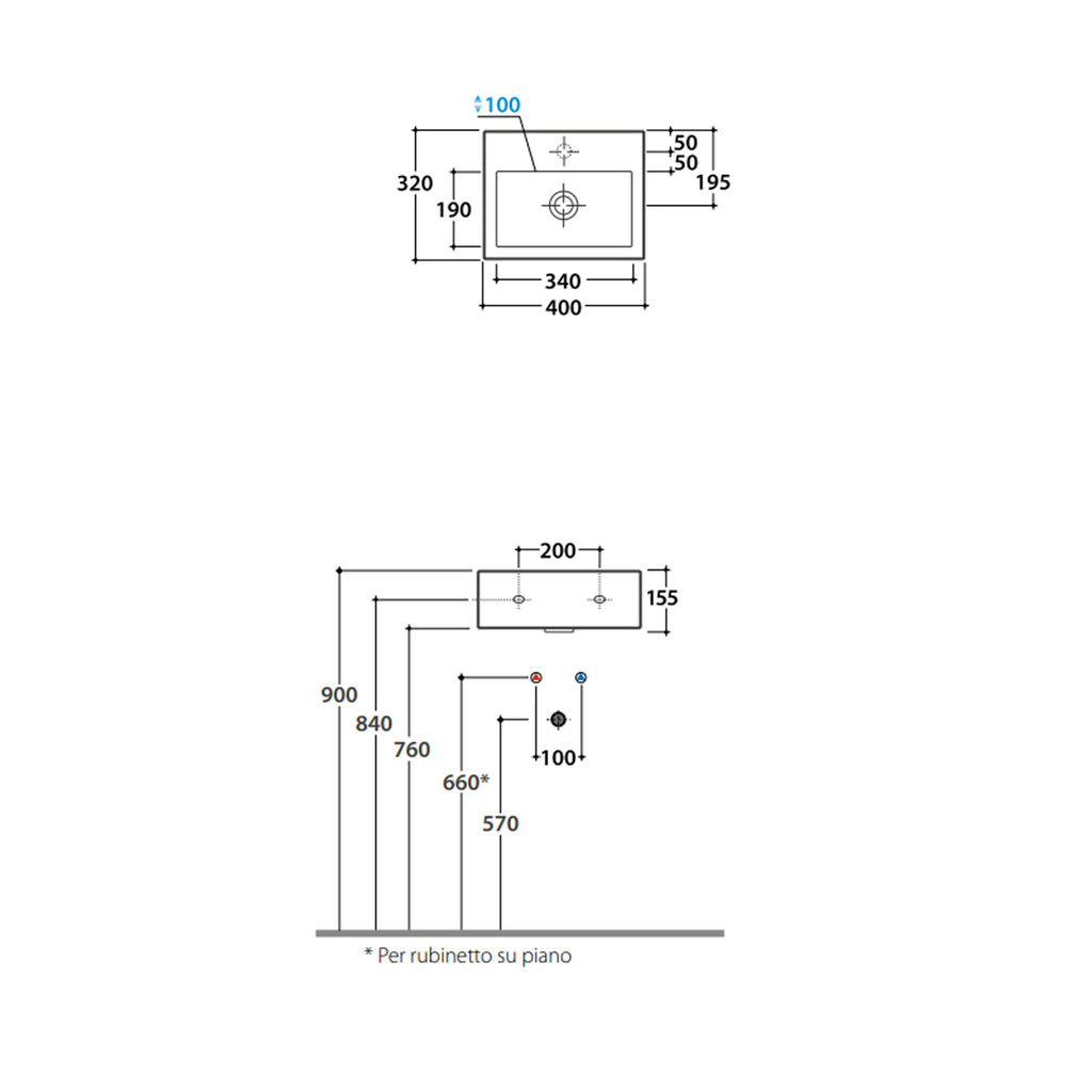 Lavabo Sospeso Ceramica Globo Classic 40x32 SCR40.BI