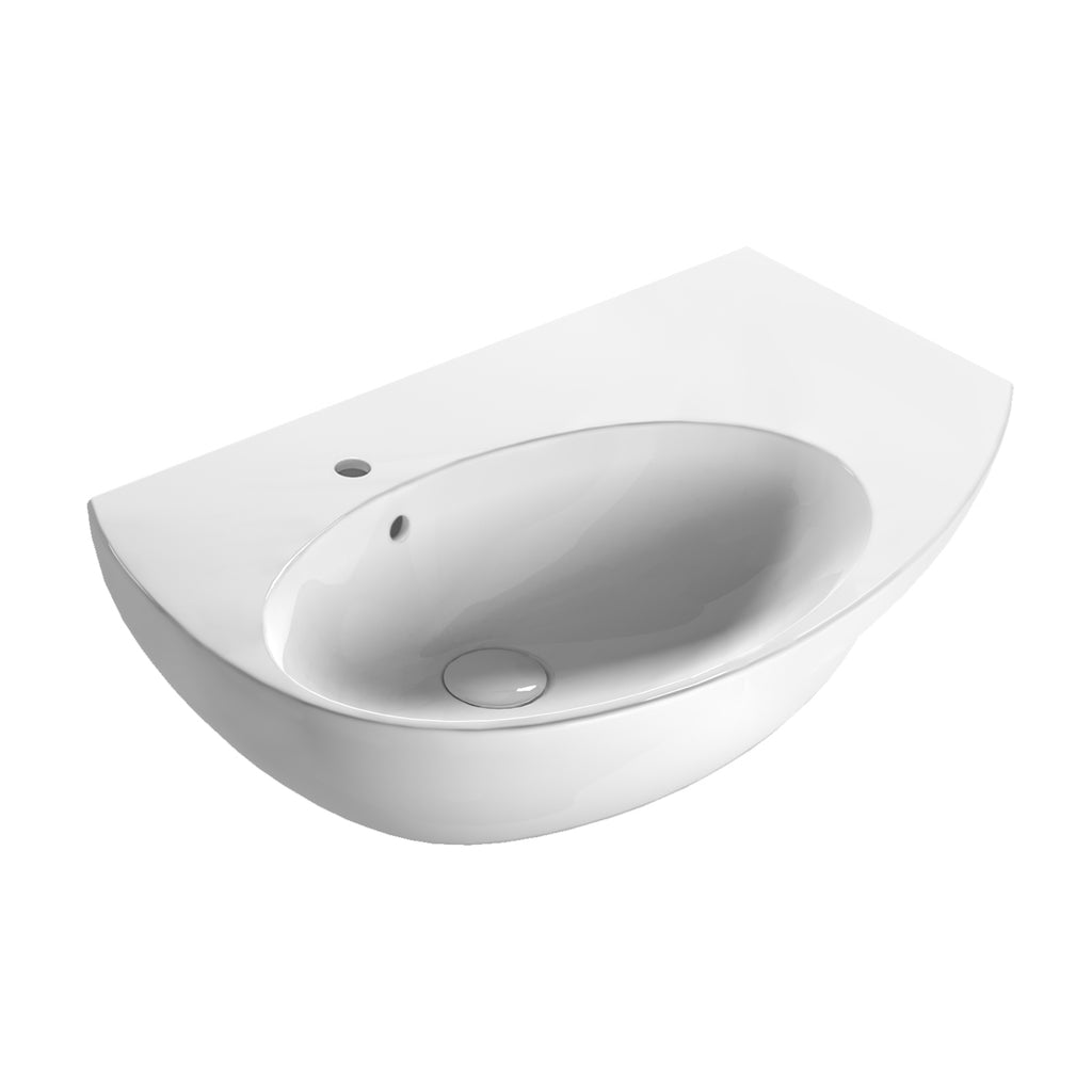 Lavabo Sospeso con piano d'appoggio laterale 70x45 cm Ceramica Globo Mode - vasca a sinistra