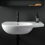 Lavabo Sospeso con piano d'appoggio laterale 70x45 cm Ceramica Globo Mode - vasca a sinistra