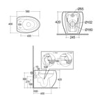Coppia di sanitari filomuro con wc senza brida modello Cloud di Rak Ceramics compreso coprivaso cm 56 Bianco Opaco