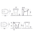 Coppia sanitari filomuro con sedile in termoindurente modello 'Isla' cm 48