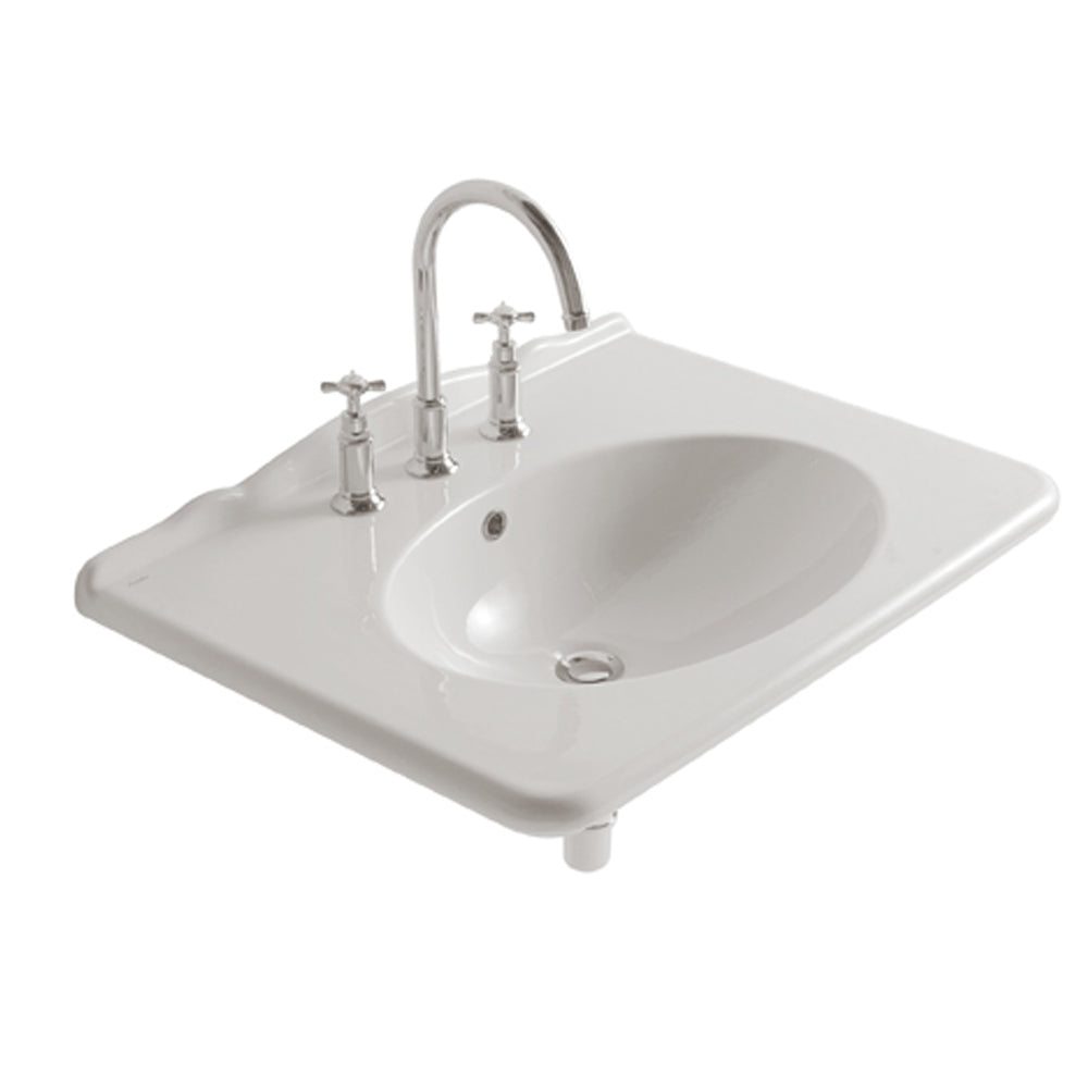 Lavabo sospeso cm 75x55x20h modello Paestum di Ceramica Globo