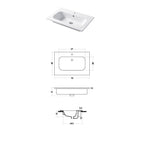 Lavabo a consolle in ceramica bianca lucida serie Qubo Square 46 Disegno-Ceramica 71cm