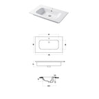 Lavabo a consolle in ceramica bianca lucida serie Qubo Square 46 Disegno-Ceramica 81cm