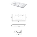 Lavabo a consolle in ceramica bianca lucida serie Qubo Square 46 Disegno-Ceramica 91cm