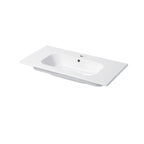 Lavabo a consolle in ceramica bianca lucida serie Qubo Square 46 Disegno-Ceramica 96cm
