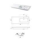 Lavabo a consolle in ceramica bianca lucida serie Qubo Square 46 Disegno-Ceramica 121cm - con piano appoggio sulla sinistra