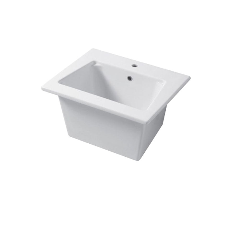 Lavatoio da interno da appoggio o incasso in ceramica bianca lucida 61x51cm  Disegno-Ceramica