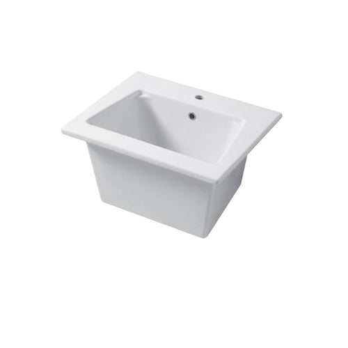 Lavatoio da interno da appoggio o incasso in ceramica bianca lucida 61x51cm  Disegno-Ceramica