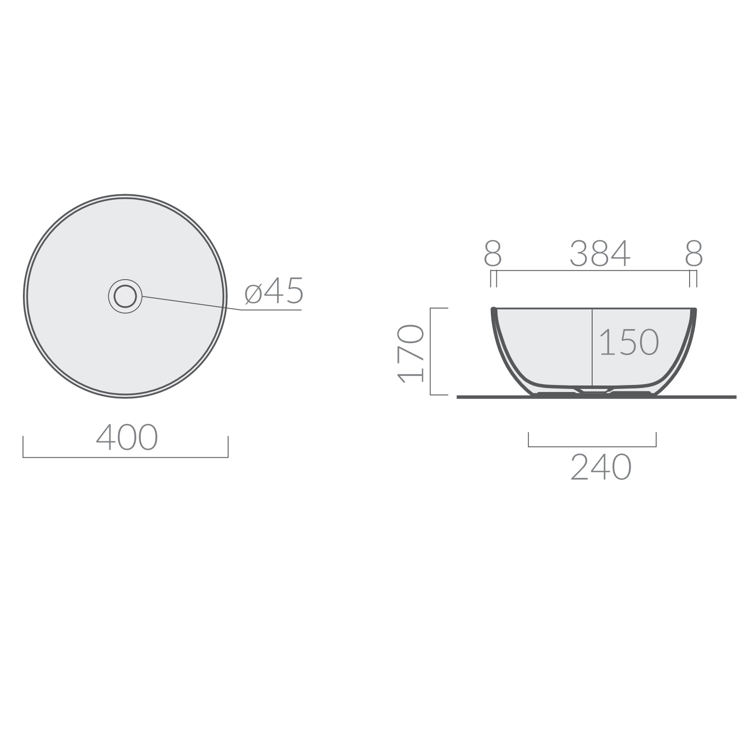 Lavabo da appoggio tondo diametro cm 40 serie Dream di Ceramica Galassia Sabbia Opaco