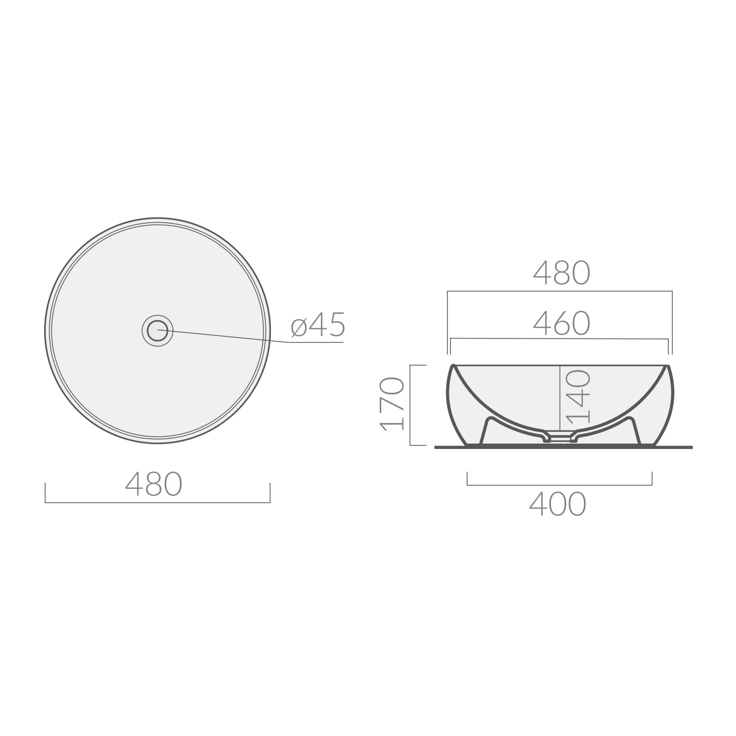 Lavabo da appoggio tondo diametro cm 48 serie Dream di Ceramica Galassia Sabbia Opaco