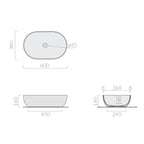 Lavabo da appoggio ovale cm 60x38 serie Dream di Ceramica Galassia Nero Opaco