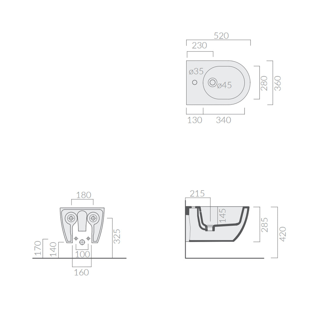 Bidet Sospeso monoforo 52x36 cm serie Dream di Ceramica Galassia