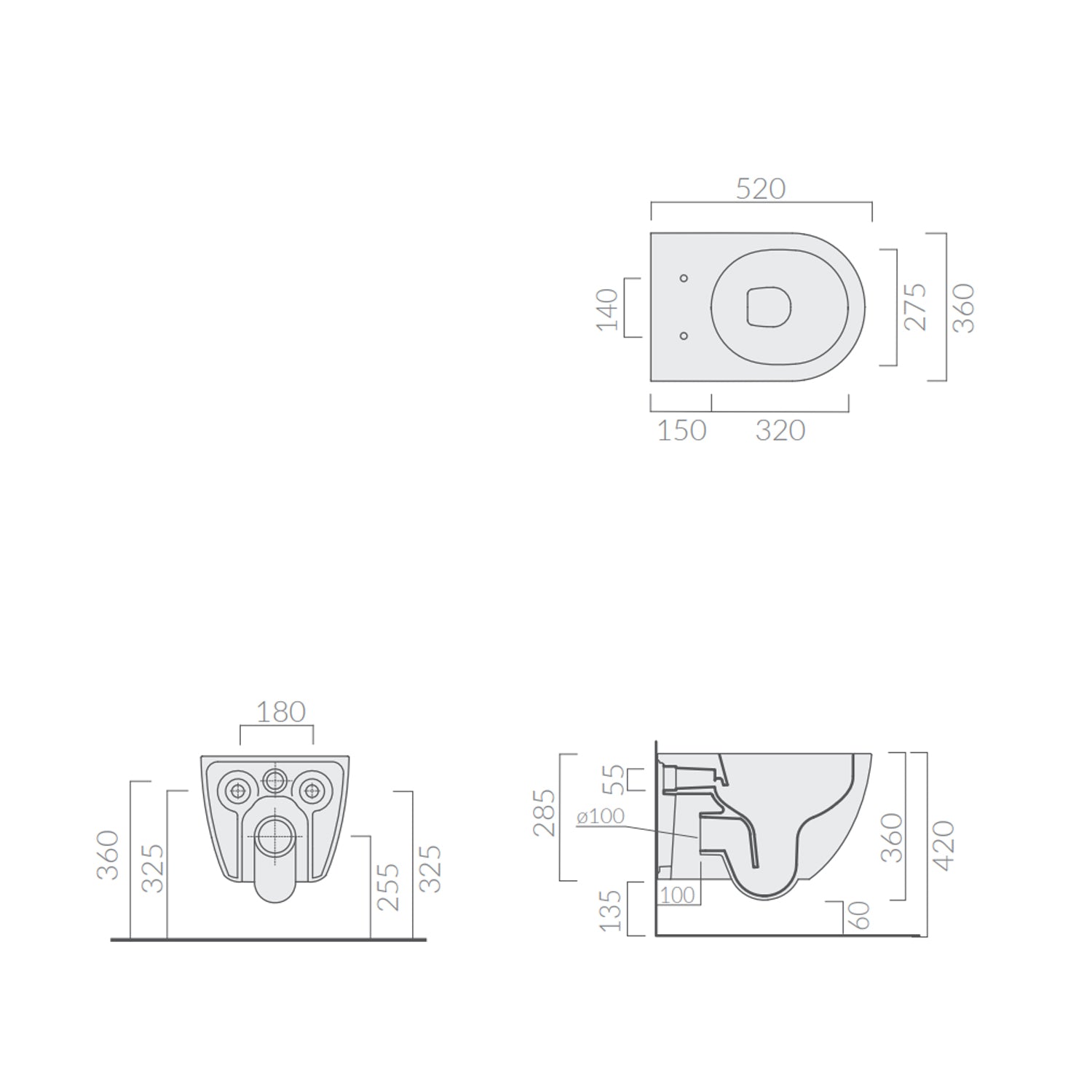 Vaso Sospeso 52x36 cm serie Dream di Ceramica Galassia con sedile slim soft close