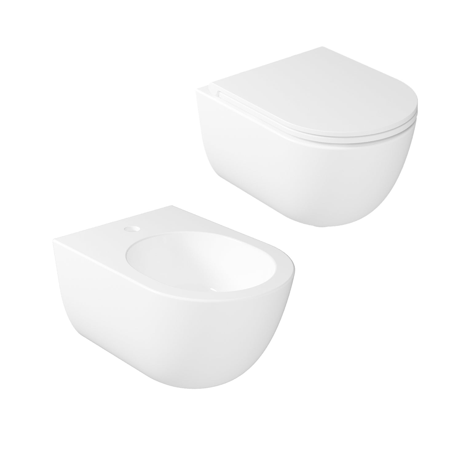 Coppia di Sanitari Sospesi 52x36 cm serie Dream di Ceramica Galassia con sedile slim soft close