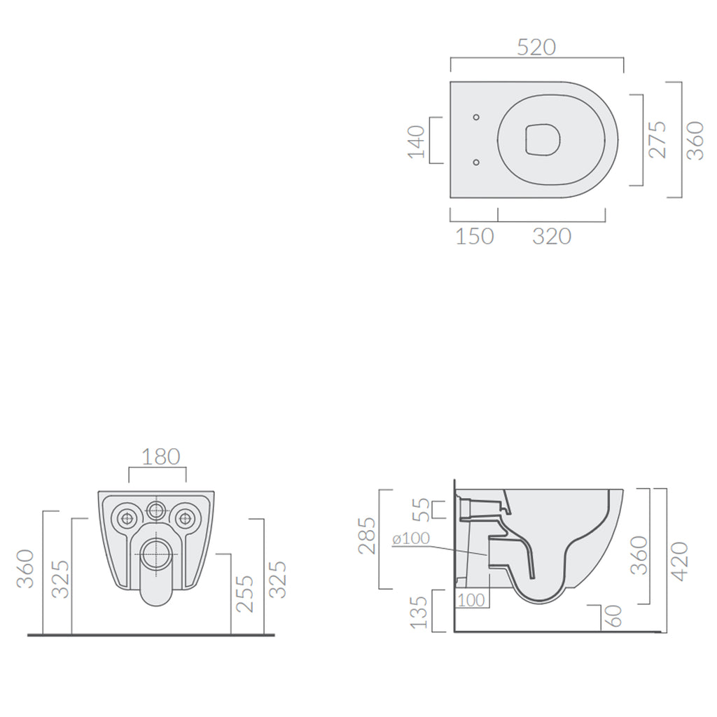 Vaso Sospeso 56x36 cm serie Dream di Ceramica Galassia con sedile slim soft close