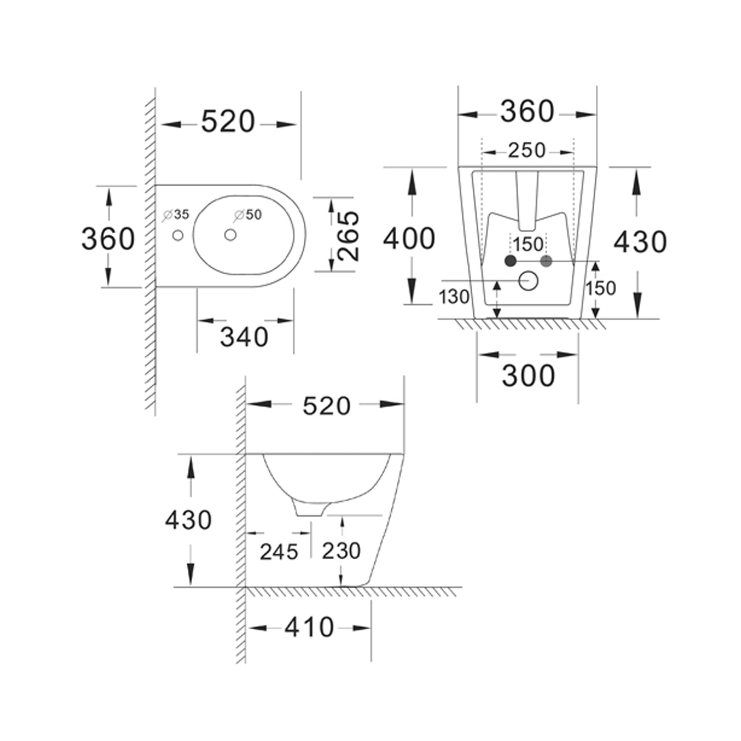 Sanitari filo muro a terra con copriwater soft-close incluso â€“ BathCore serie Lilium