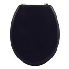 Sedile WC universale modello KLAK realizzato in MDF Nero opaco e Cerniere in acciaio inox