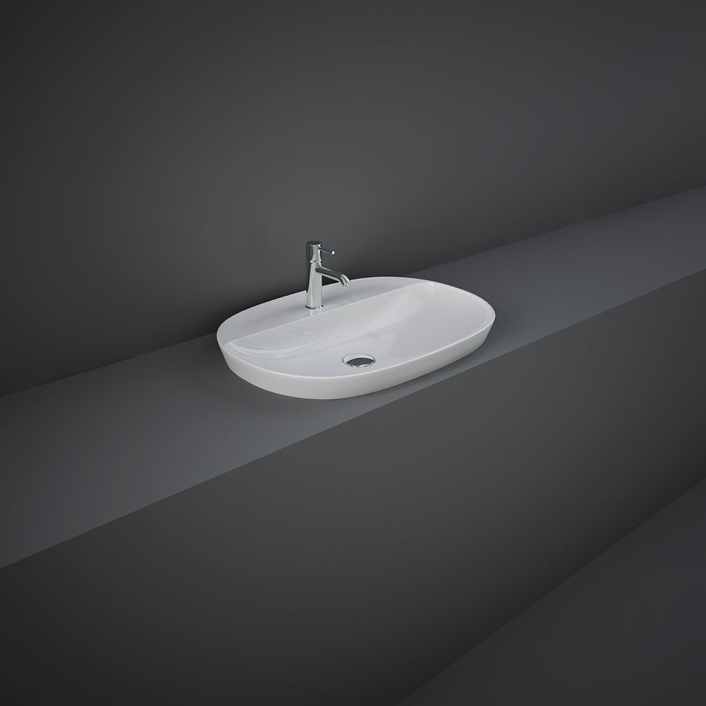 Lavabo ad incasso ovale allungato monoforo RAK 60x42 cm - Bianco