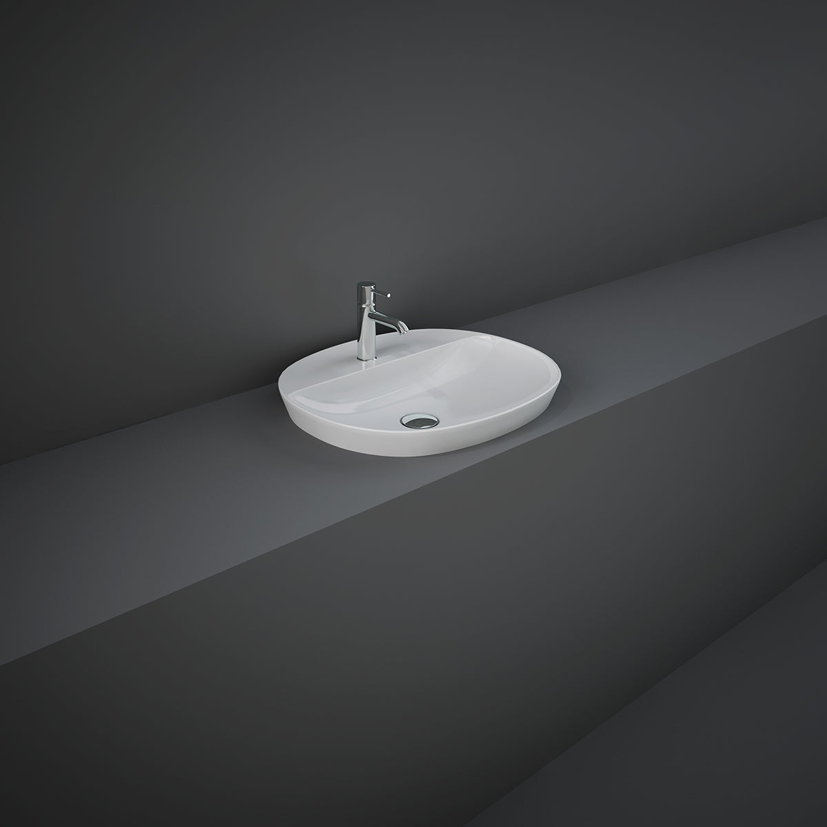 Lavabo ad incasso ovale monoforo RAK 50x42 cm - Bianco