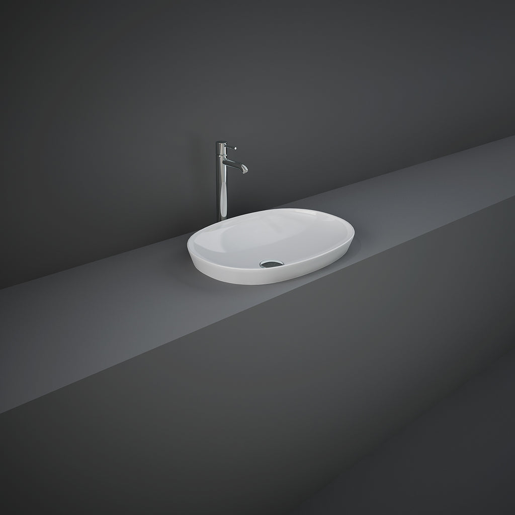 Lavabo ad incasso ovale senza foro RAK 50x36 cm - Bianco