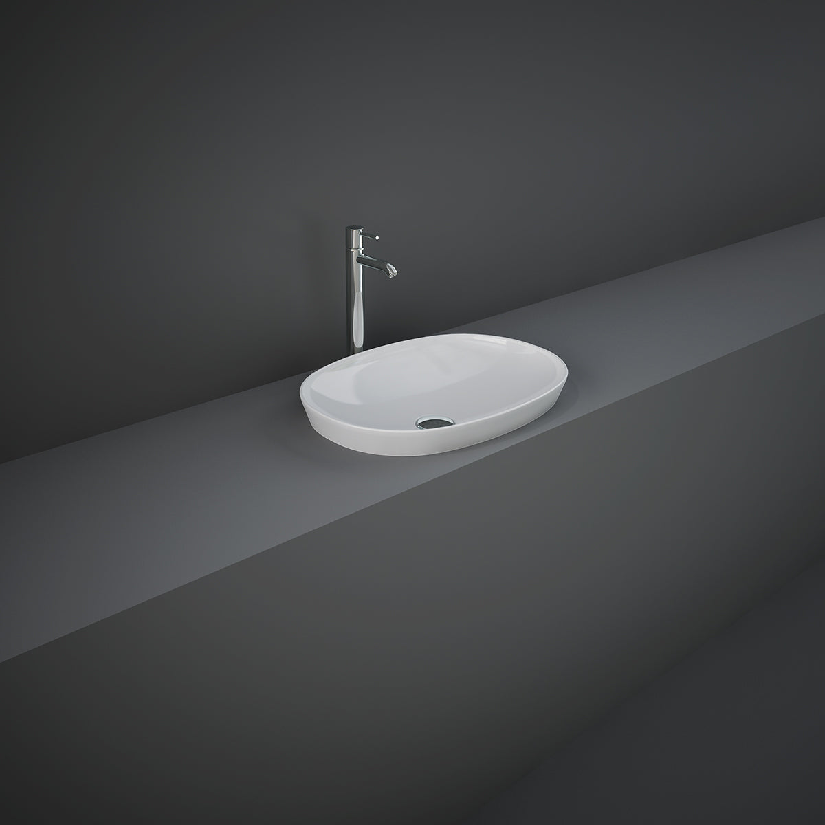 Lavabo ad incasso ovale senza foro RAK 50x36 cm - Bianco