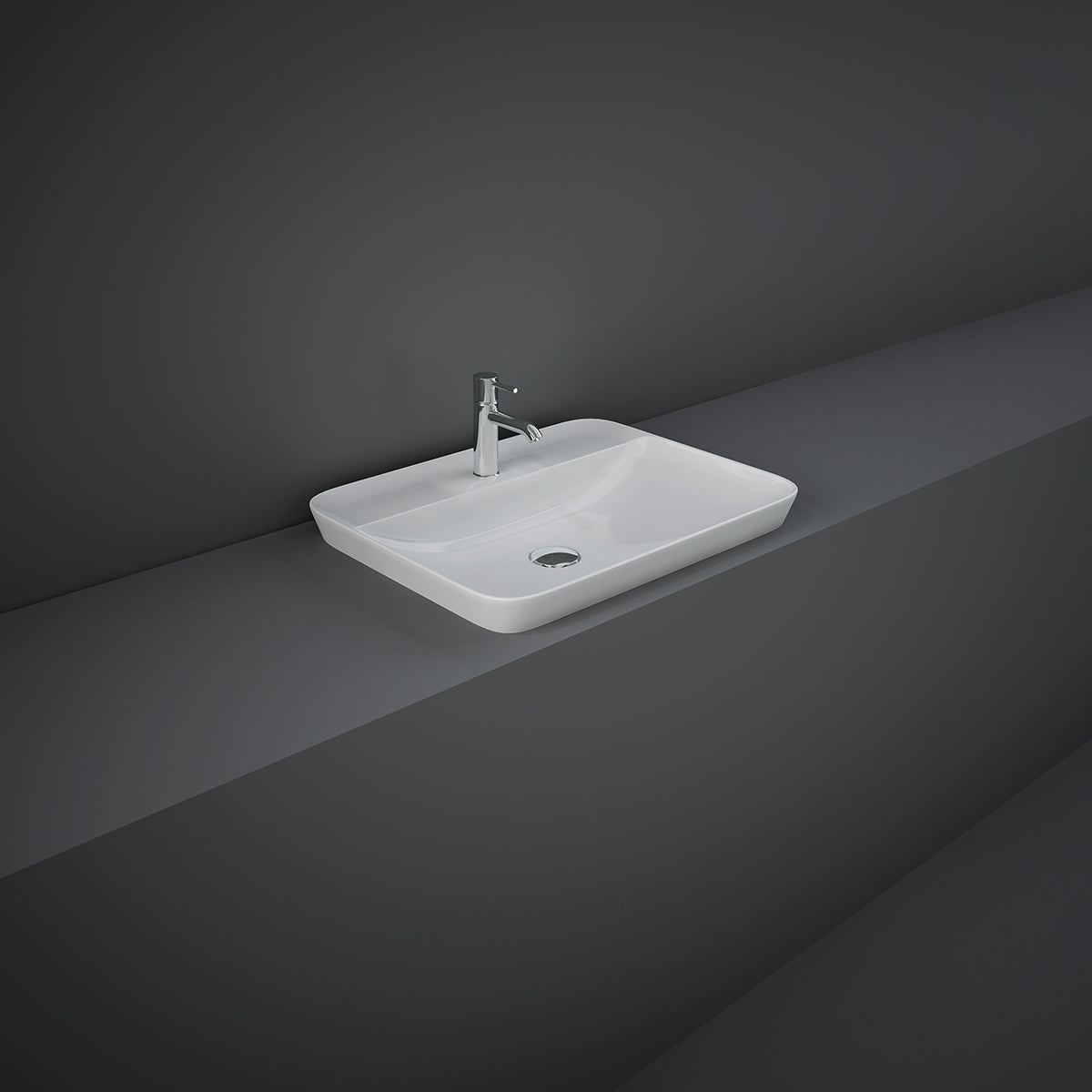Lavabo ad incasso rettangolare monoforo RAK 55x42 cm - Bianco