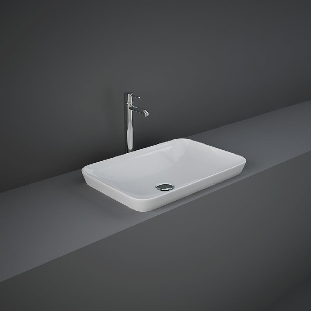 Lavabo ad incasso rettangolare senza foro 55x36 cm - Bianco