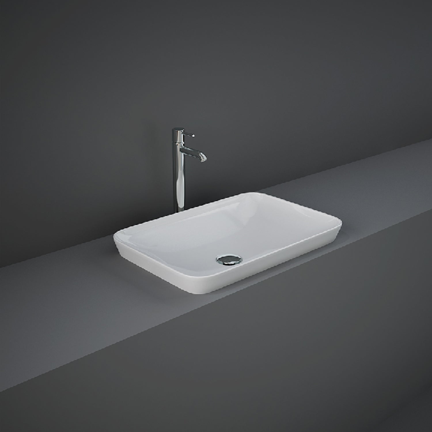 Lavabo ad incasso rettangolare senza foro 55x36 cm - Bianco
