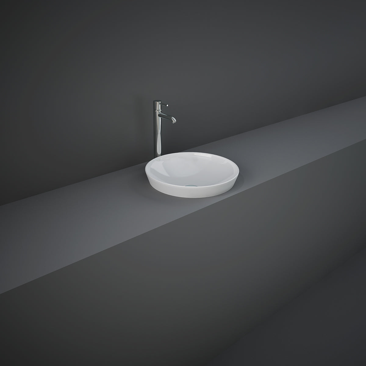 Lavabo ad incasso rotondo senza foro RAK Ã¸ 36 cm - Bianco