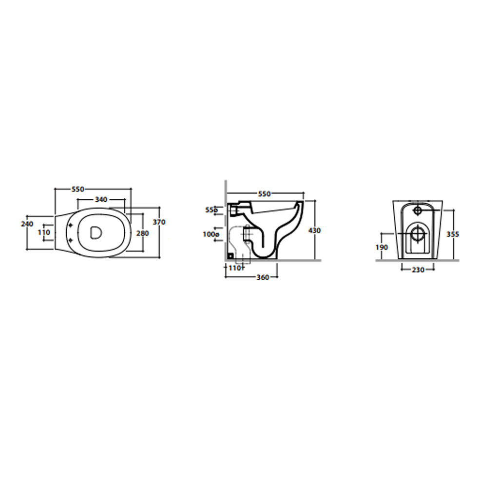 Water filomuro Globo modello Olivia 55x37 cm con scarico traslato
