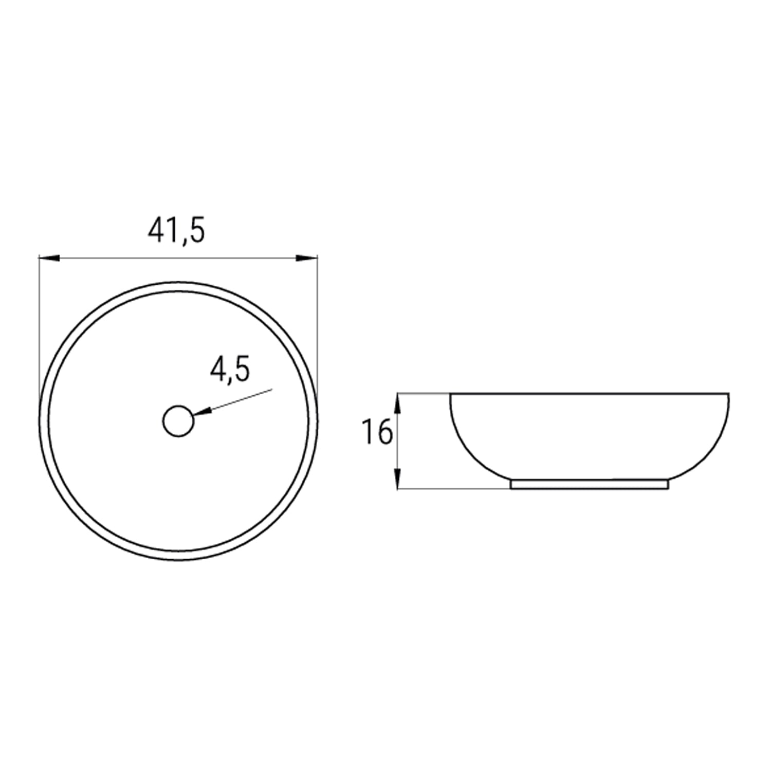 Lavabo da appoggio tondo BathCore serie Viva diametro 41