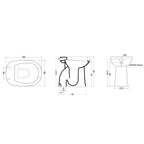 Vaso bidet aperto con erogatore e scarico a pavimento adatto per disabili e anziani