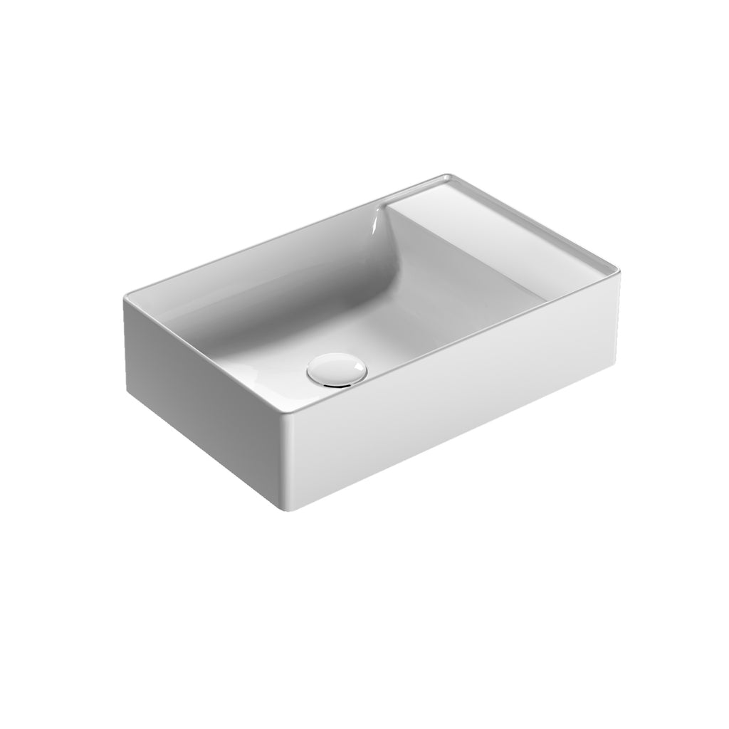 Lavabo rettangolare per installazione da appoggio ceramica bianca Globo T-Edge cm 55x35