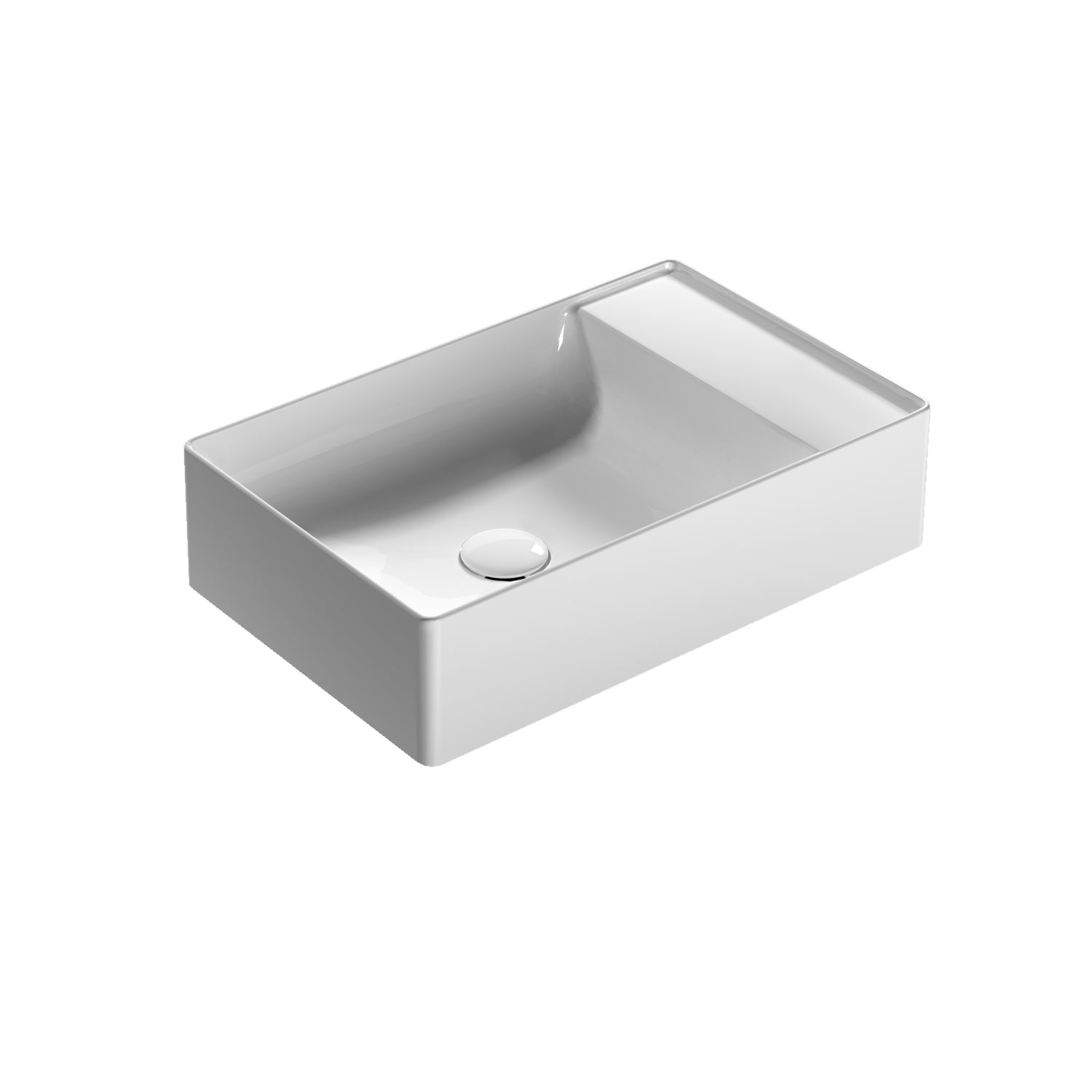 Lavabo rettangolare per installazione da appoggio ceramica bianca Globo T-Edge cm 55x35
