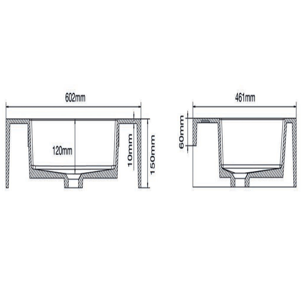 501001- Lavabo sospeso Bathcore con kit fissaggio in resina 60x46 â€“ Bianco lucido