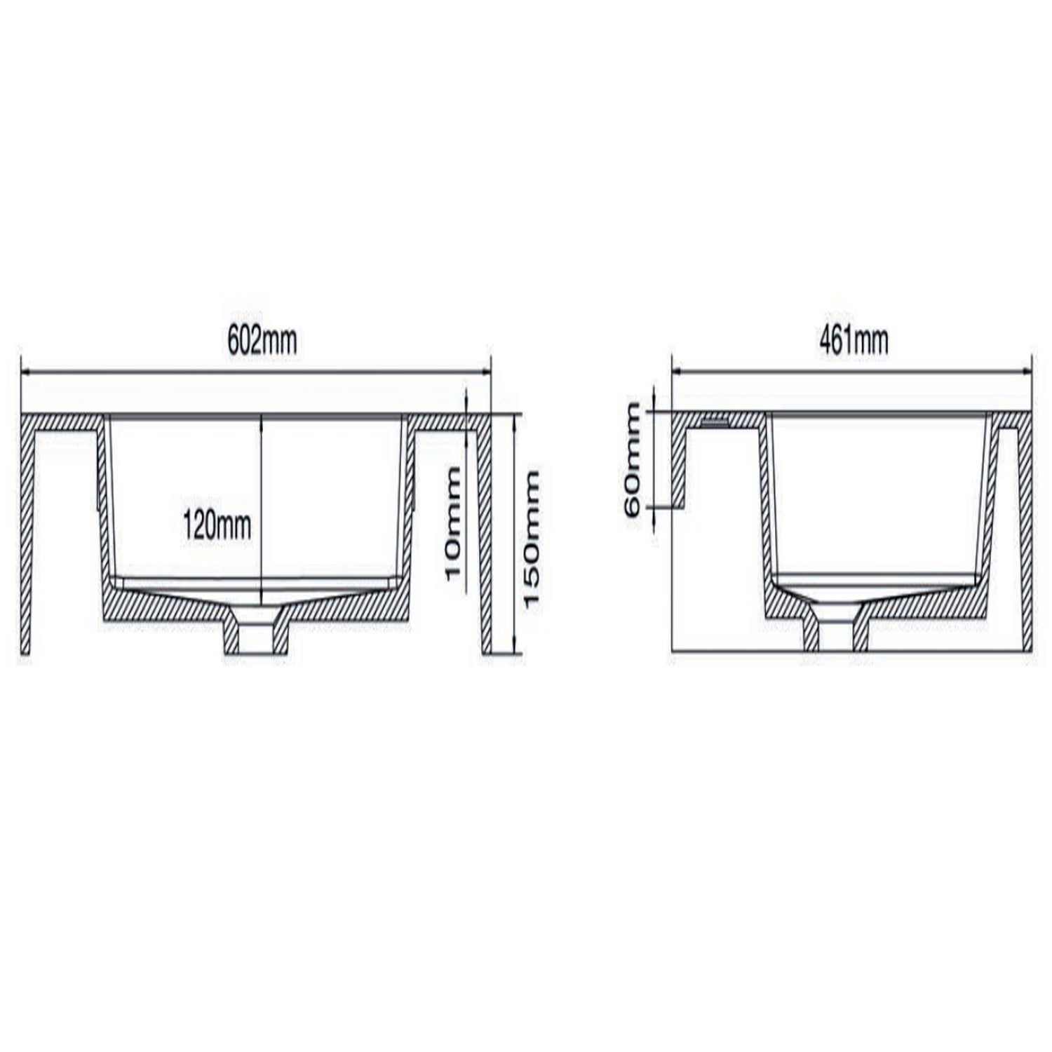 501001- Lavabo sospeso Bathcore con kit fissaggio in resina 60x46 â€“ Bianco lucido