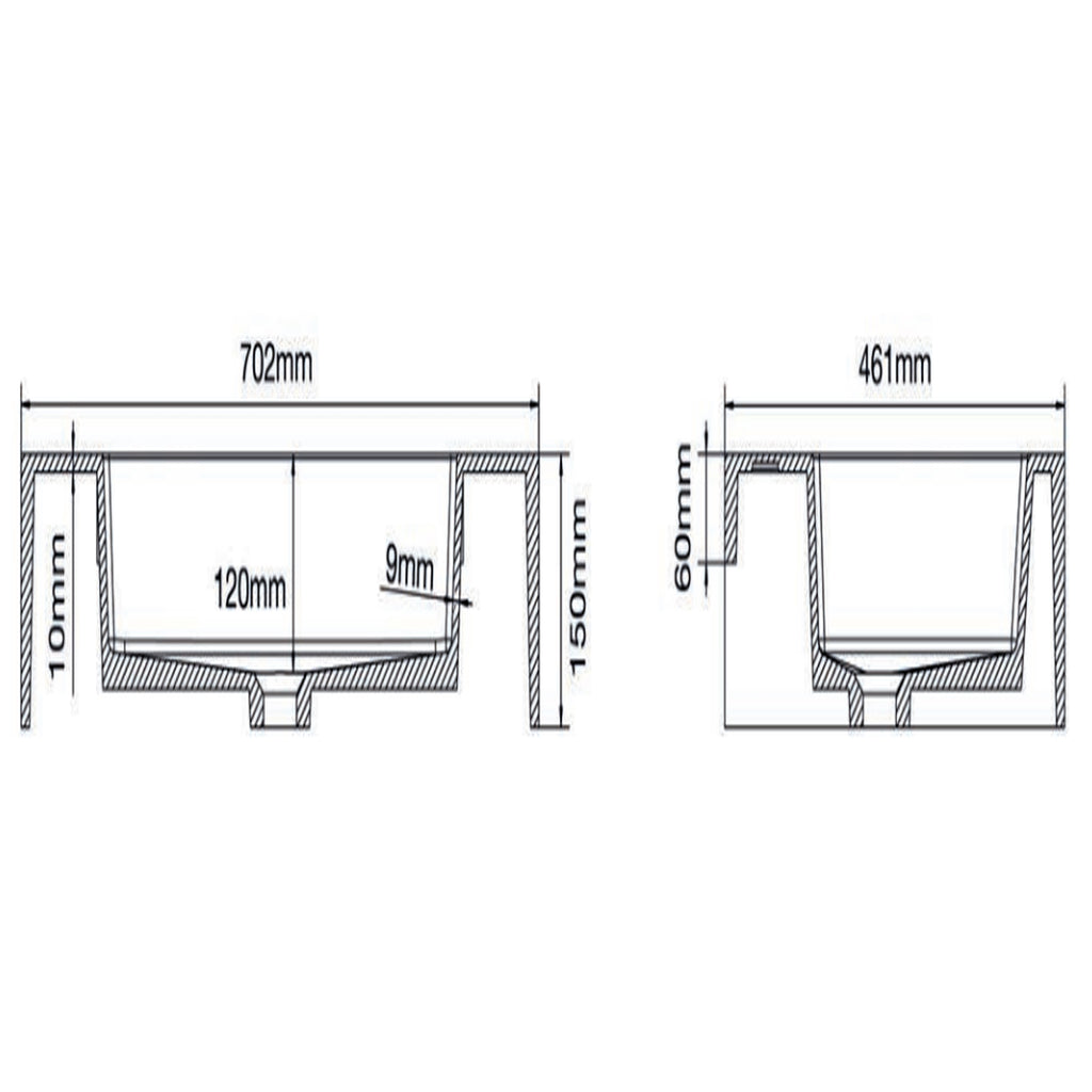 501002- Lavabo sospeso Bathcore con kit fissaggio in resina 70x46 â€“ Bianco lucido