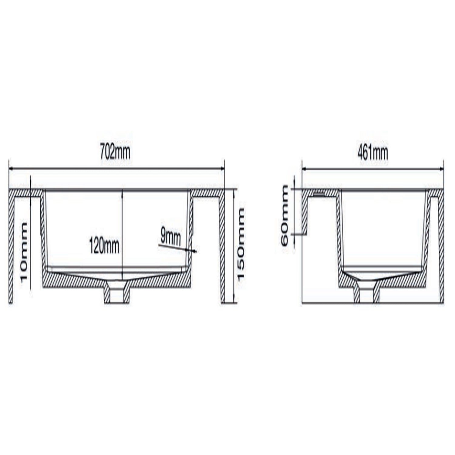 501002- Lavabo sospeso Bathcore con kit fissaggio in resina 70x46 â€“ Bianco lucido
