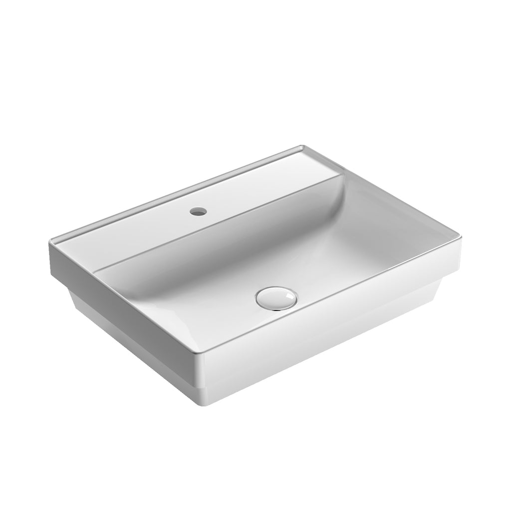 Lavabo ad incasso T-Edge ceramica bianca lucida 61x46 peso 17 kg