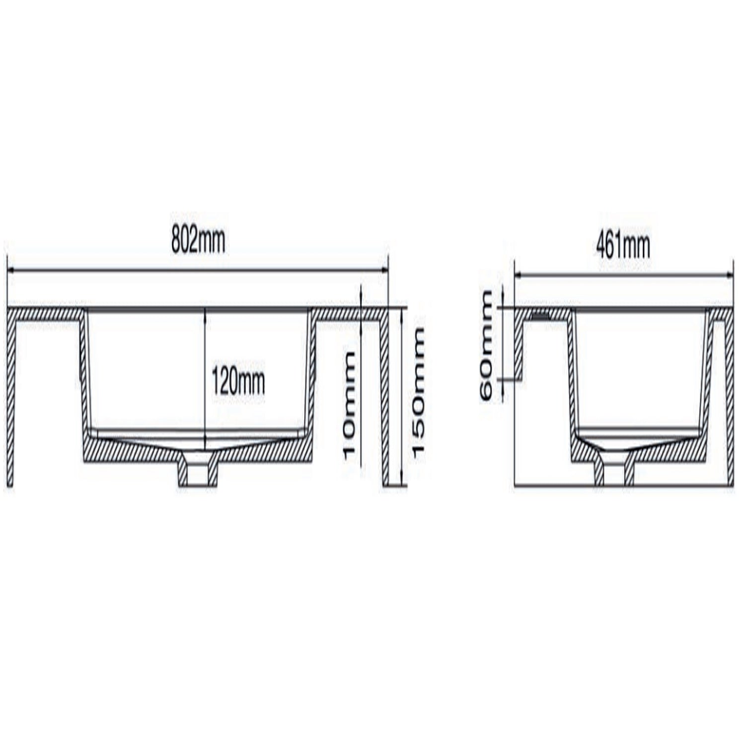 501003- Lavabo sospeso Bathcore con kit fissaggio in resina 80x46 â€“ Bianco lucido