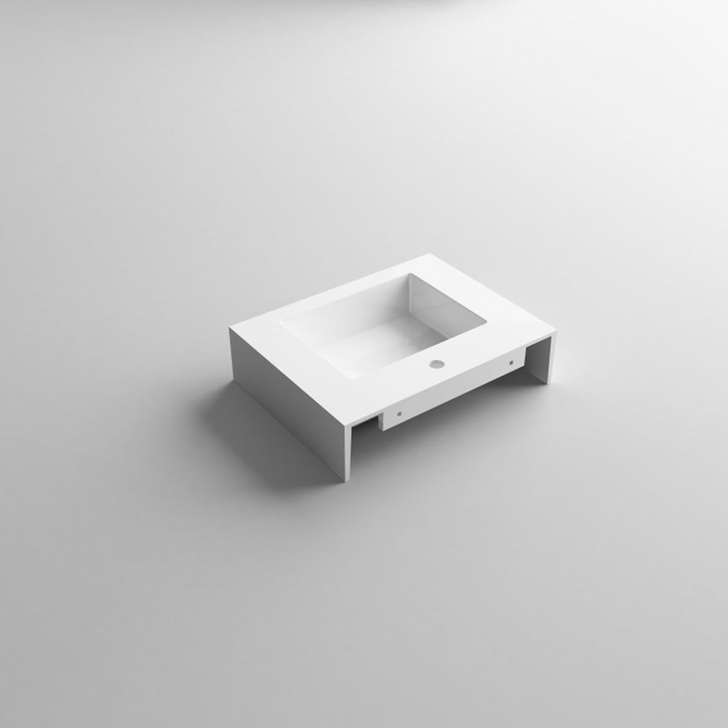 501004- Lavabo sospeso Bathcore con kit fissaggio in resina 90x46 â€“ Bianco lucido