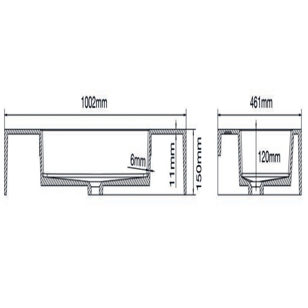 501005- Lavabo sospeso Bathcore con kit fissaggio in resina 100x46 â€“ Bianco lucido