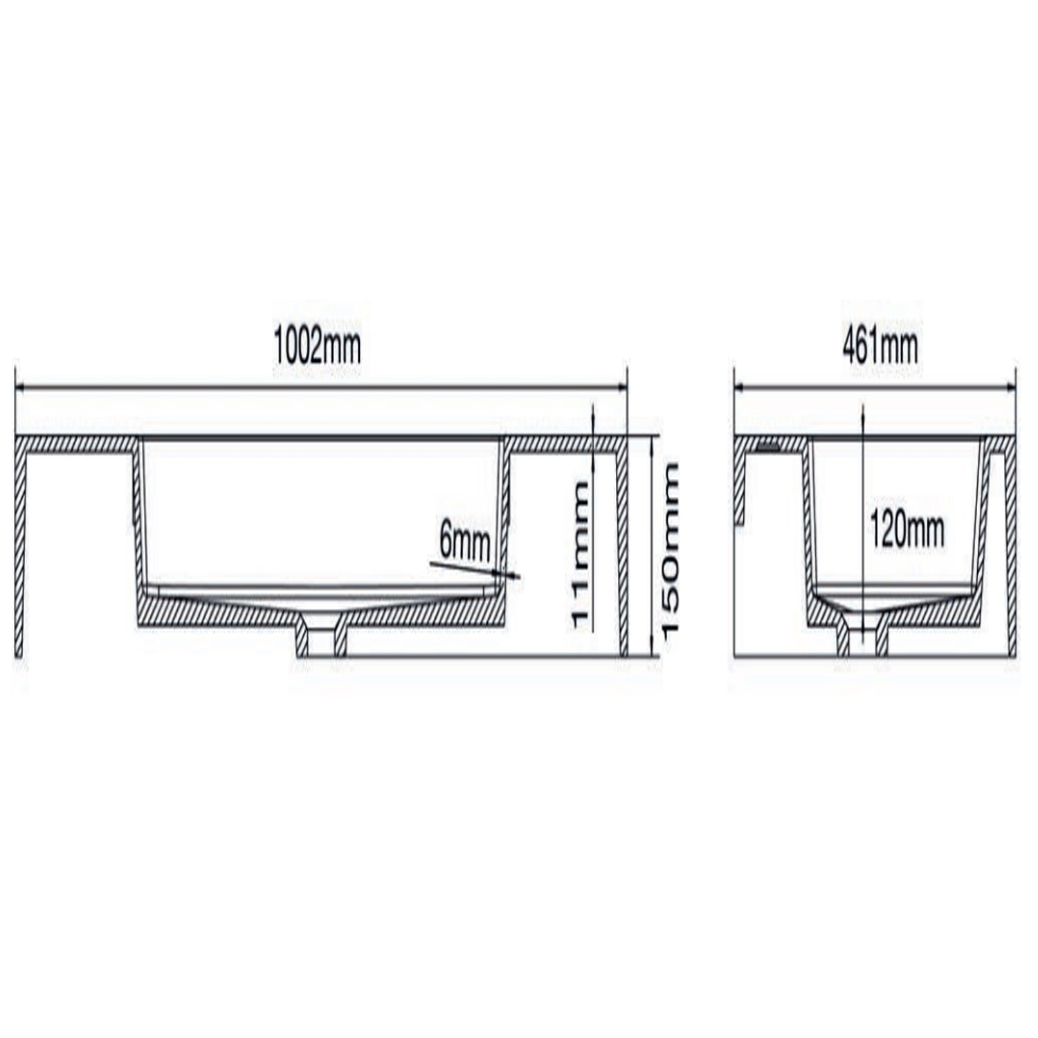 501005- Lavabo sospeso Bathcore con kit fissaggio in resina 100x46 â€“ Bianco lucido