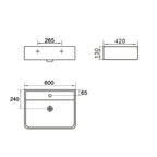 Lavabo da appoggio o sospeso Bathcore 60x42 cm in ceramica - Bianco lucido