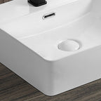 Lavabo da appoggio o sospeso Bathcore 60x42 cm in ceramica - Bianco lucido