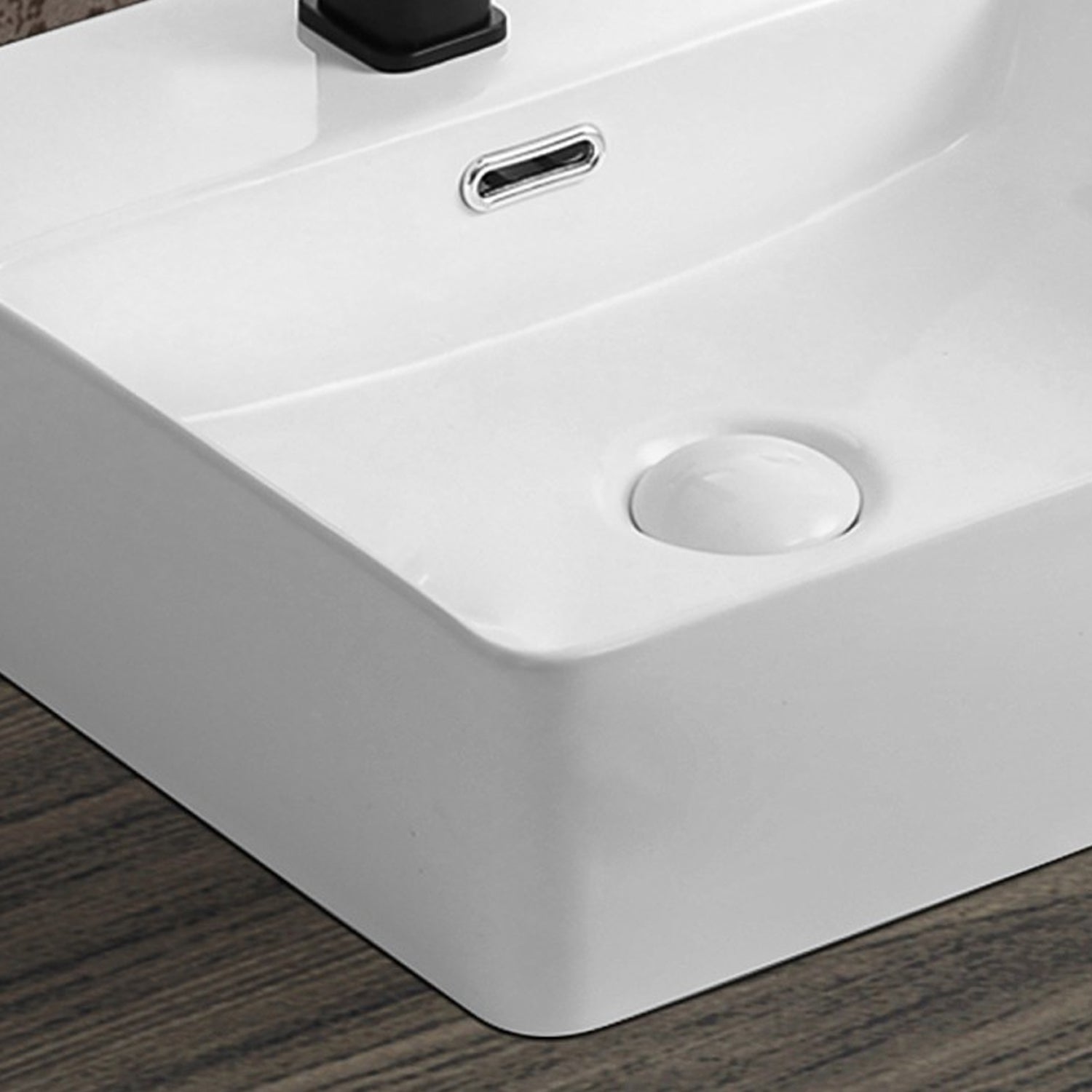 Lavabo da appoggio o sospeso Bathcore 60x42 cm in ceramica - Bianco lucido