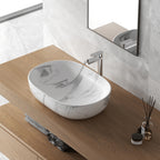 606180 - Lavabo da appoggio Bathcore in ceramica 60 cmâ€“ Marmorizzato bianco